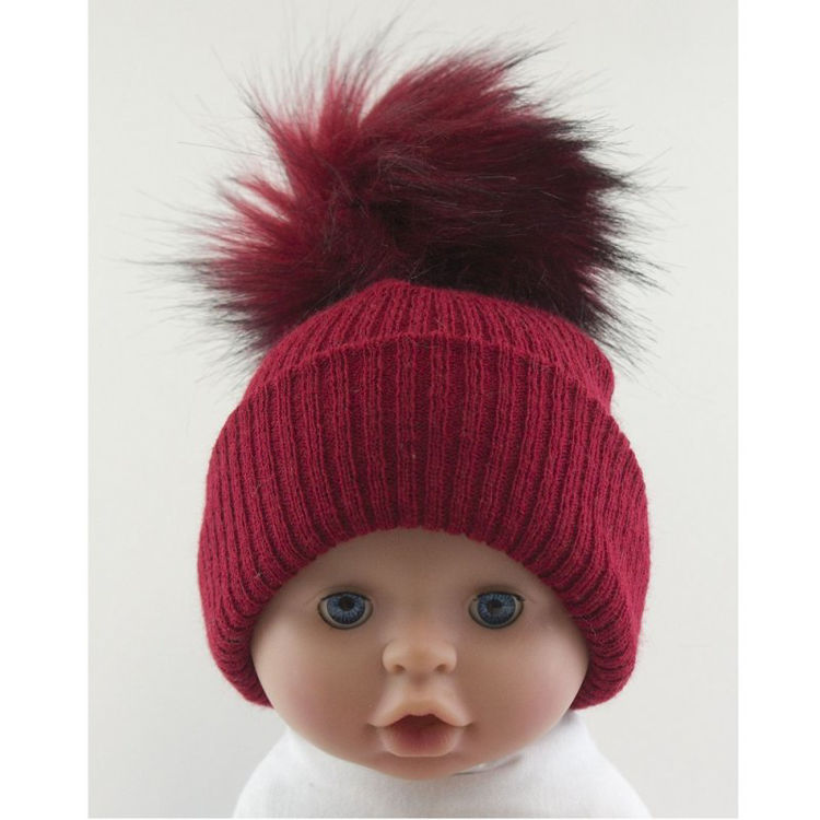 Picture of BW-0503-0605R-ES/SM: BABY RED POM-POM HAT (FITS 0-24 MONTHS)
